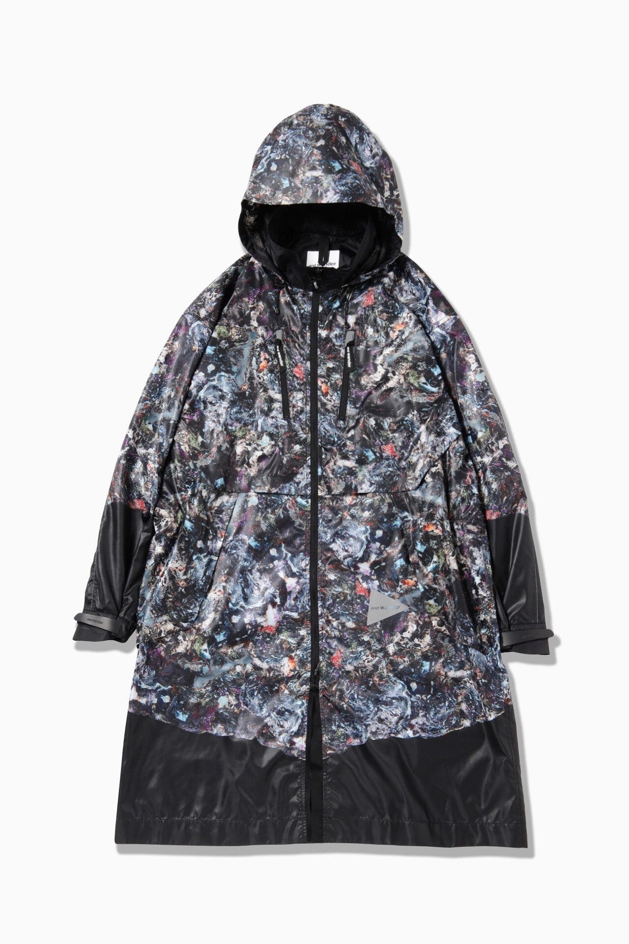 stone printed rip coat - Black
