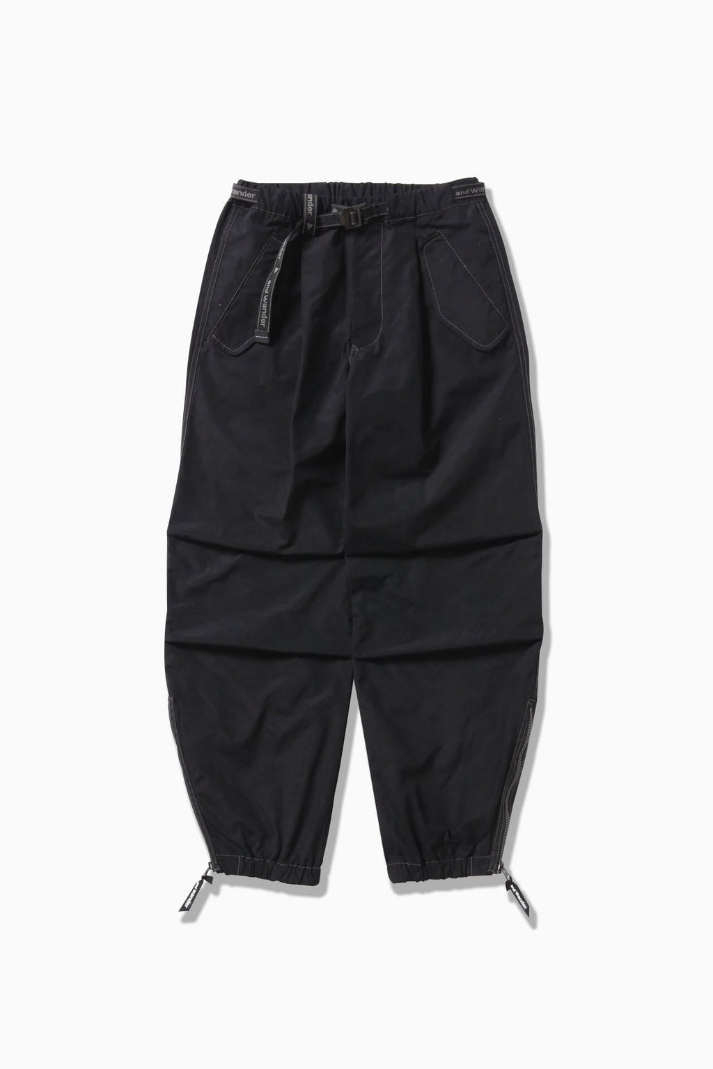 side zip hem pants - black