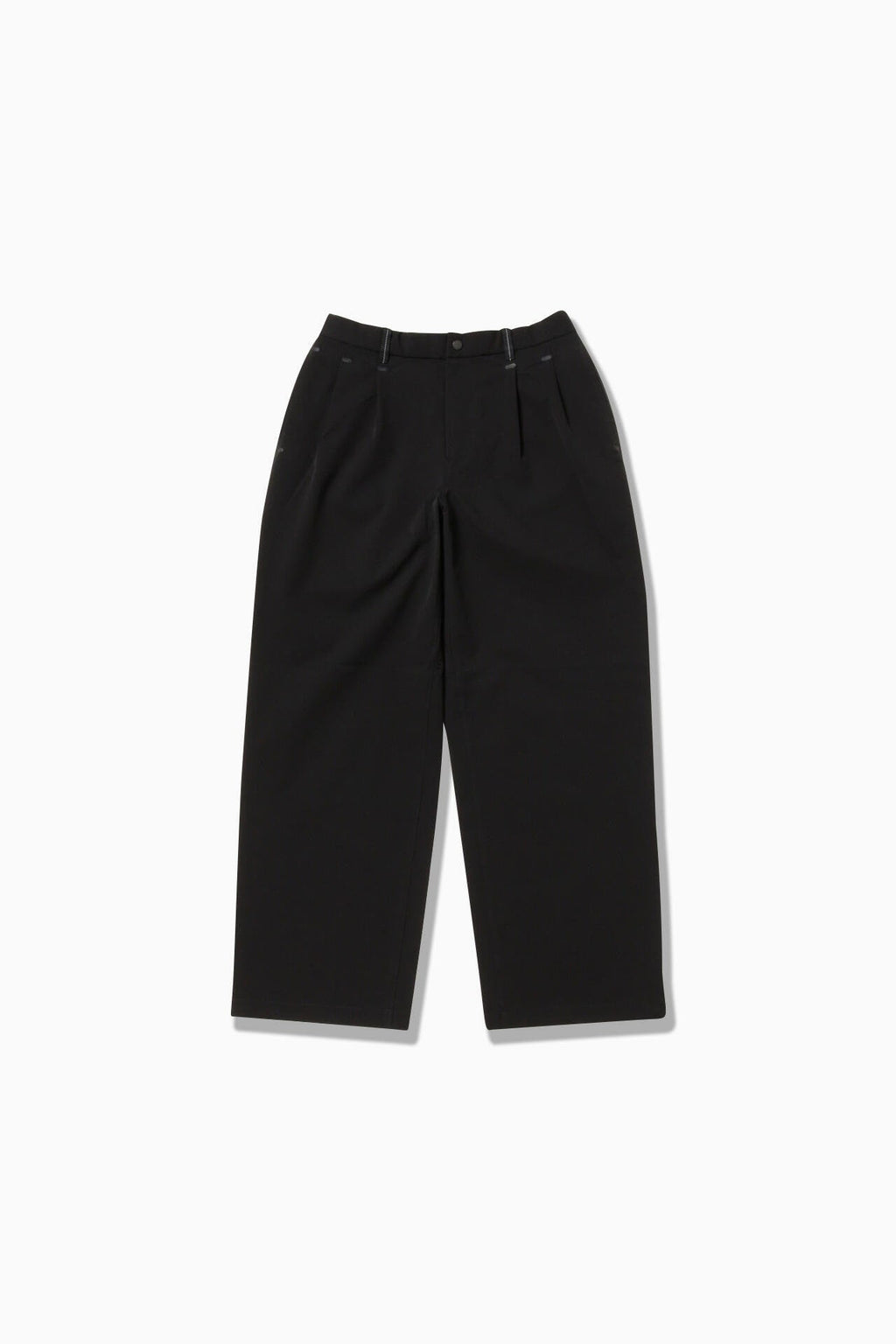 plain wide stretch pants - black