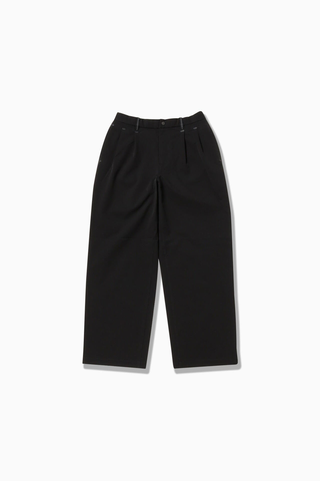 plain wide stretch pants - black