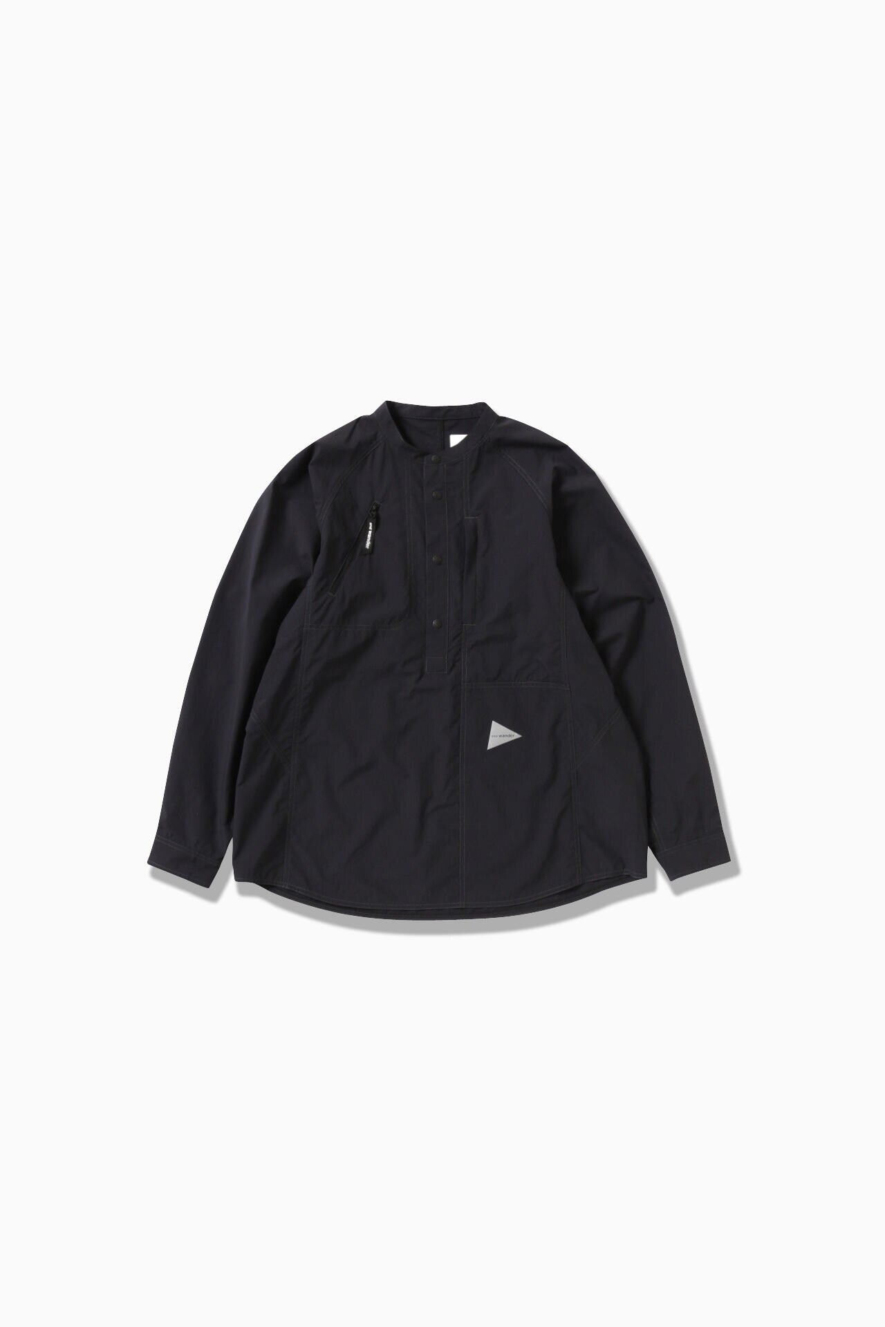 stretch rip band collar shirt - black