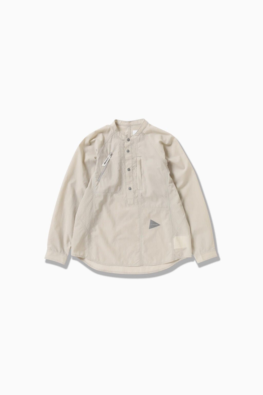 stretch rip band collar shirt - l.beige
