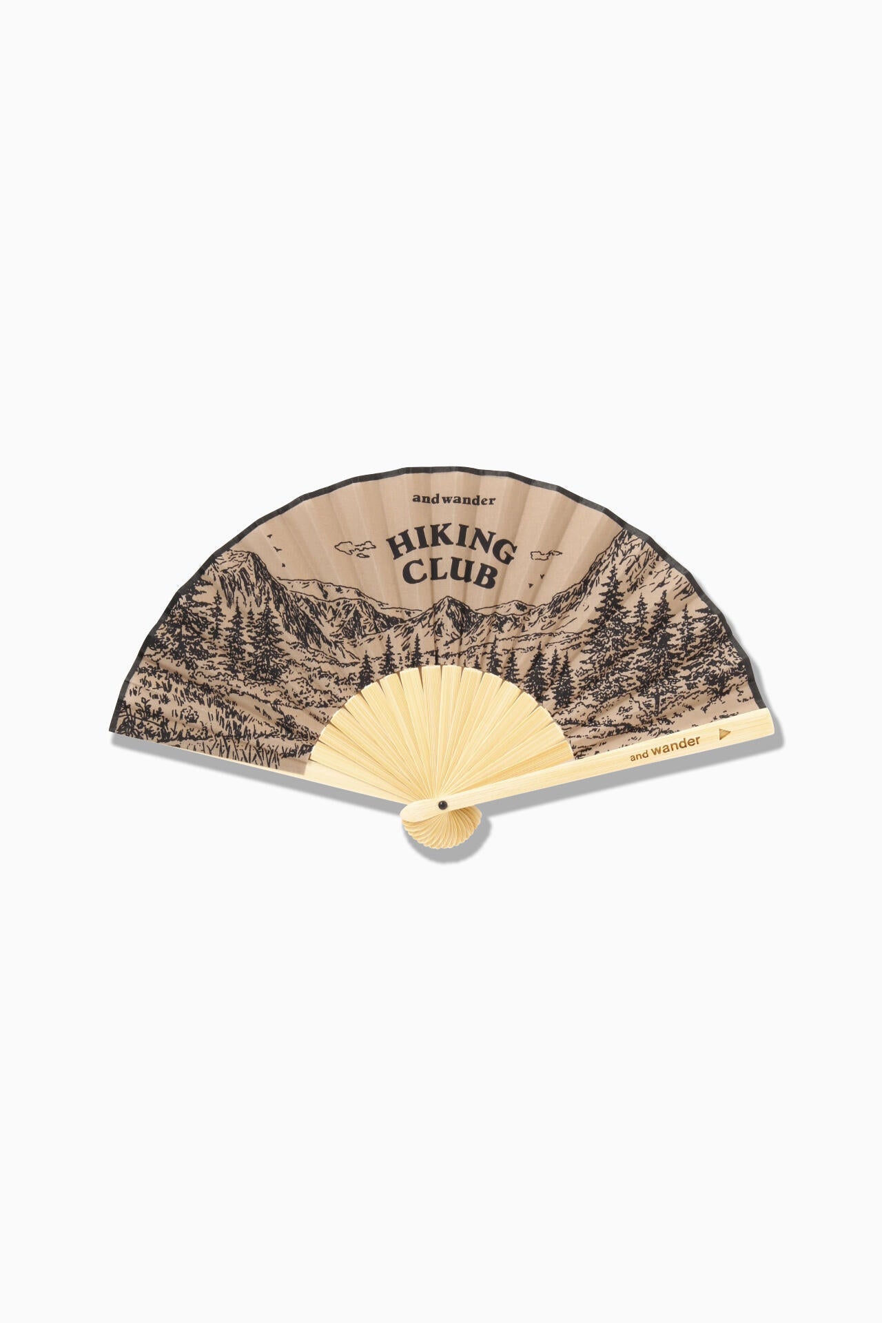 hiking club folding hand fan - beige