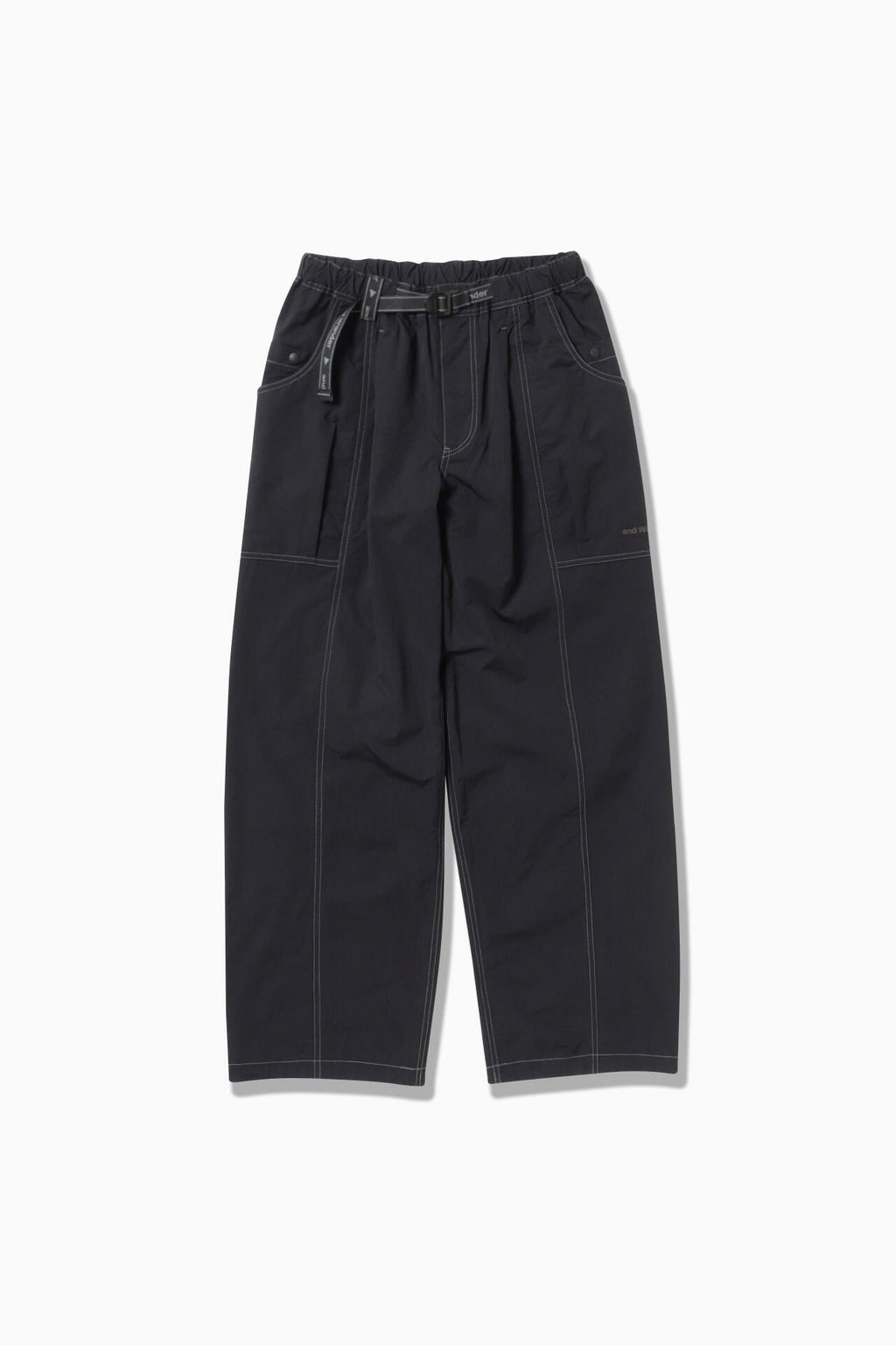 crinkled nylon pants - black