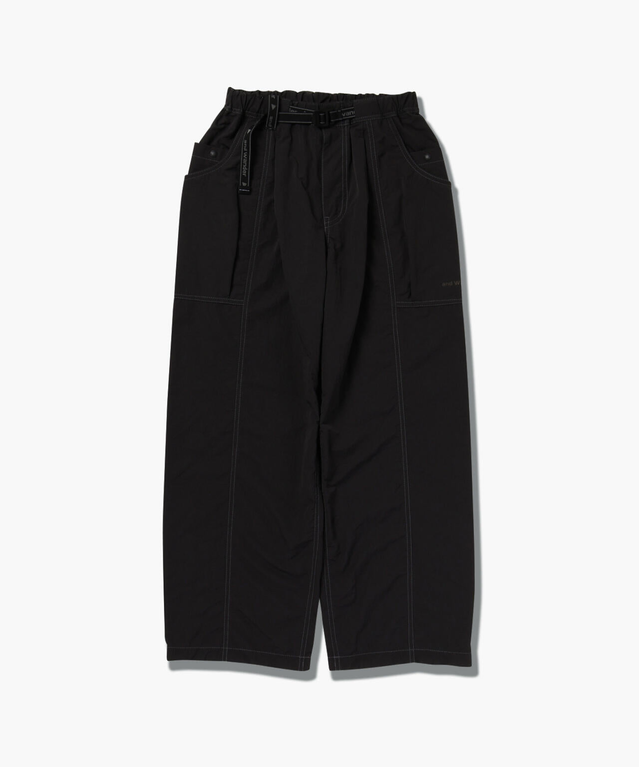 crinkled nylon pants - black