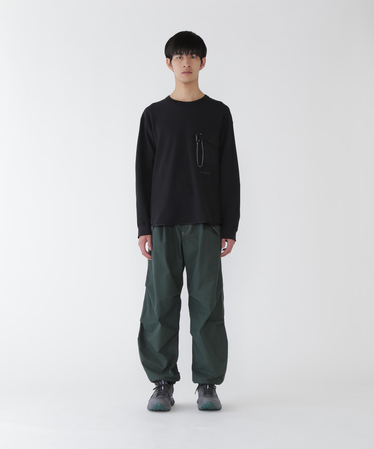 high count cloth side zip hem pants
