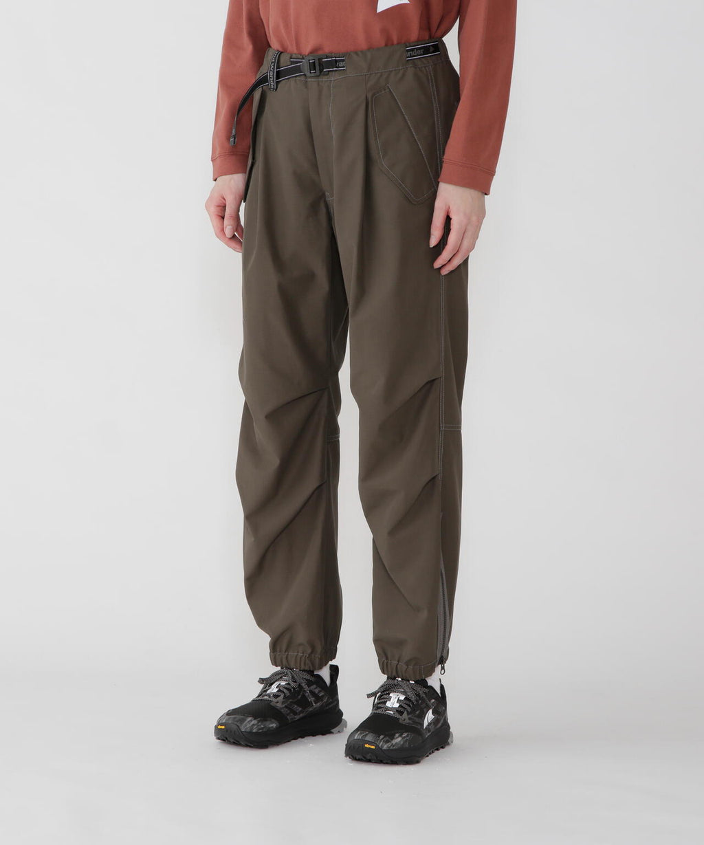 high count cloth side zip hem pants