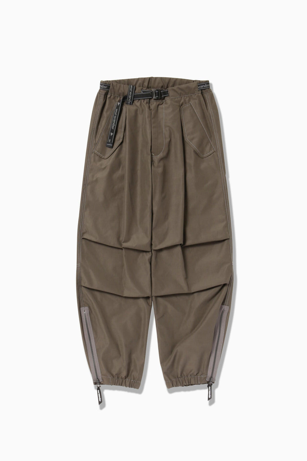 high count cloth side zip hem pants - l.khaki