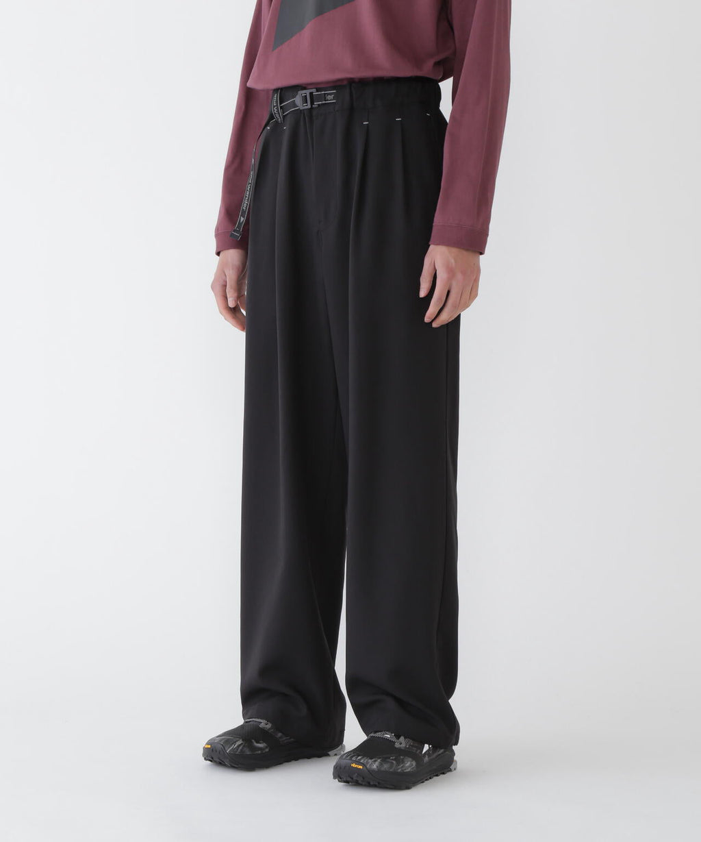 PE melange twill wide pants