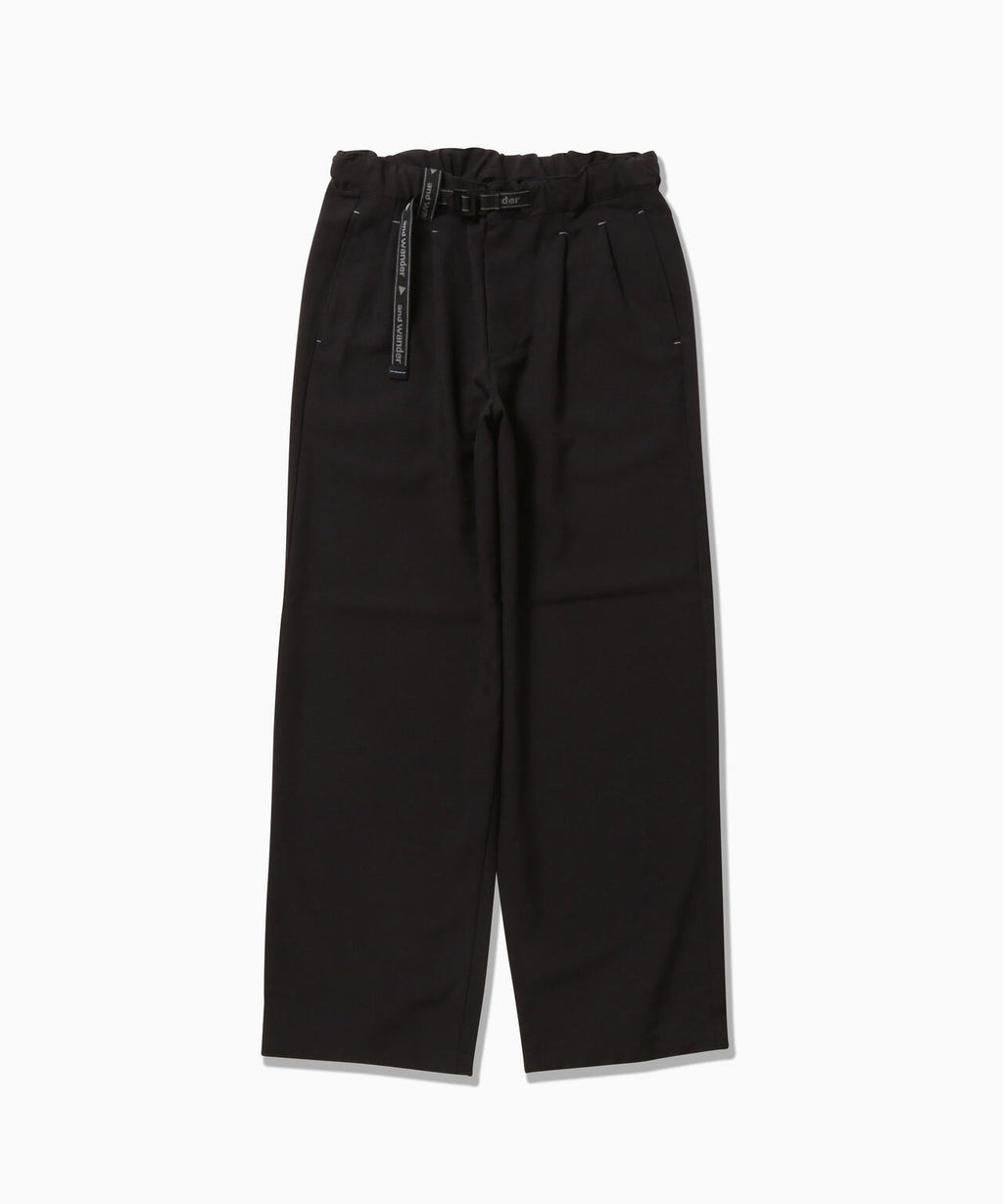 PE melange twill wide pants - black