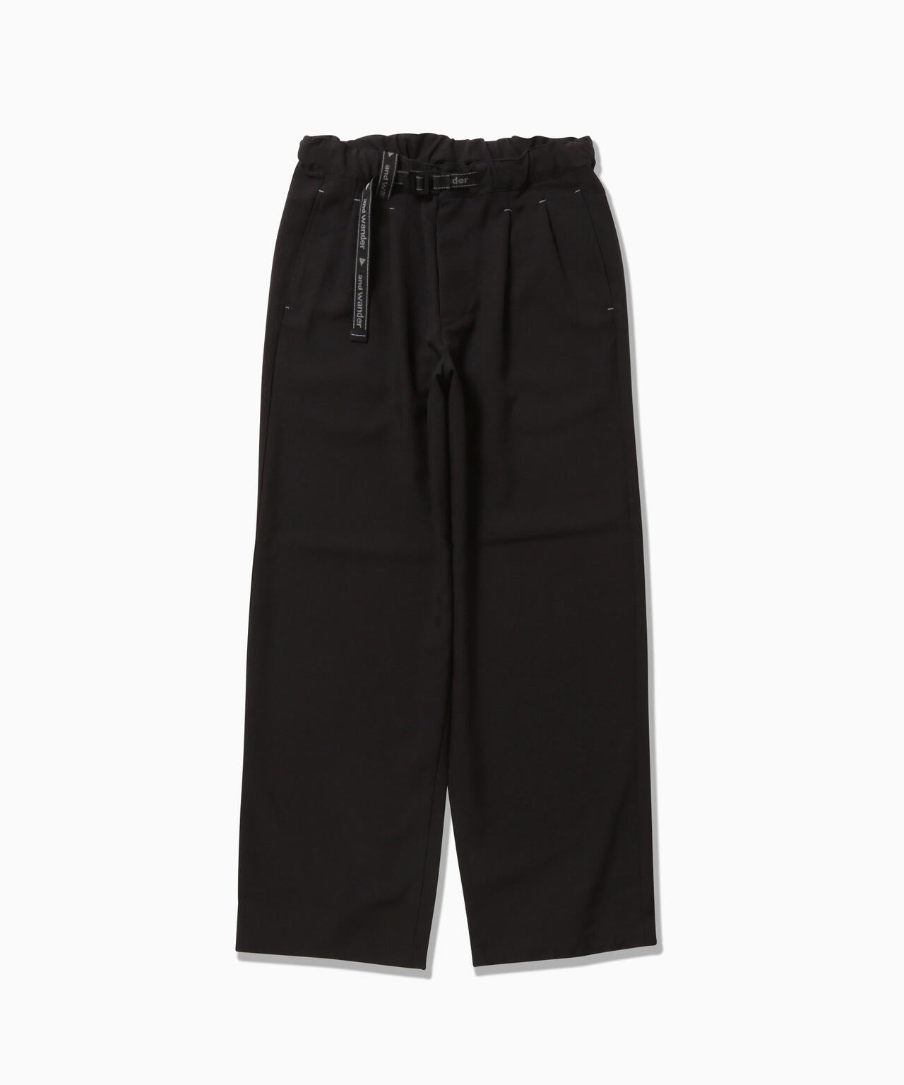 PE melange twill wide pants - black