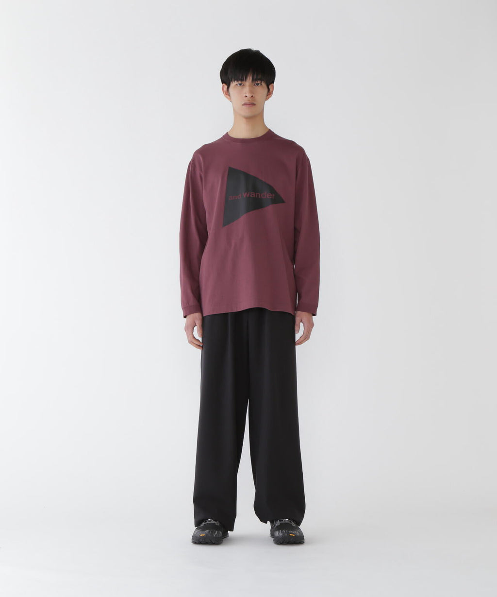 PE melange twill wide pants