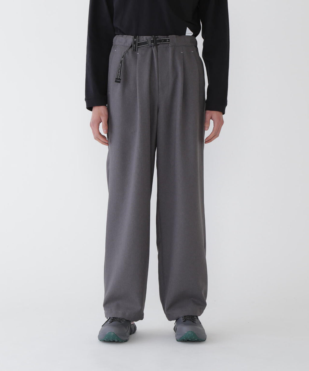 PE melange twill wide pants