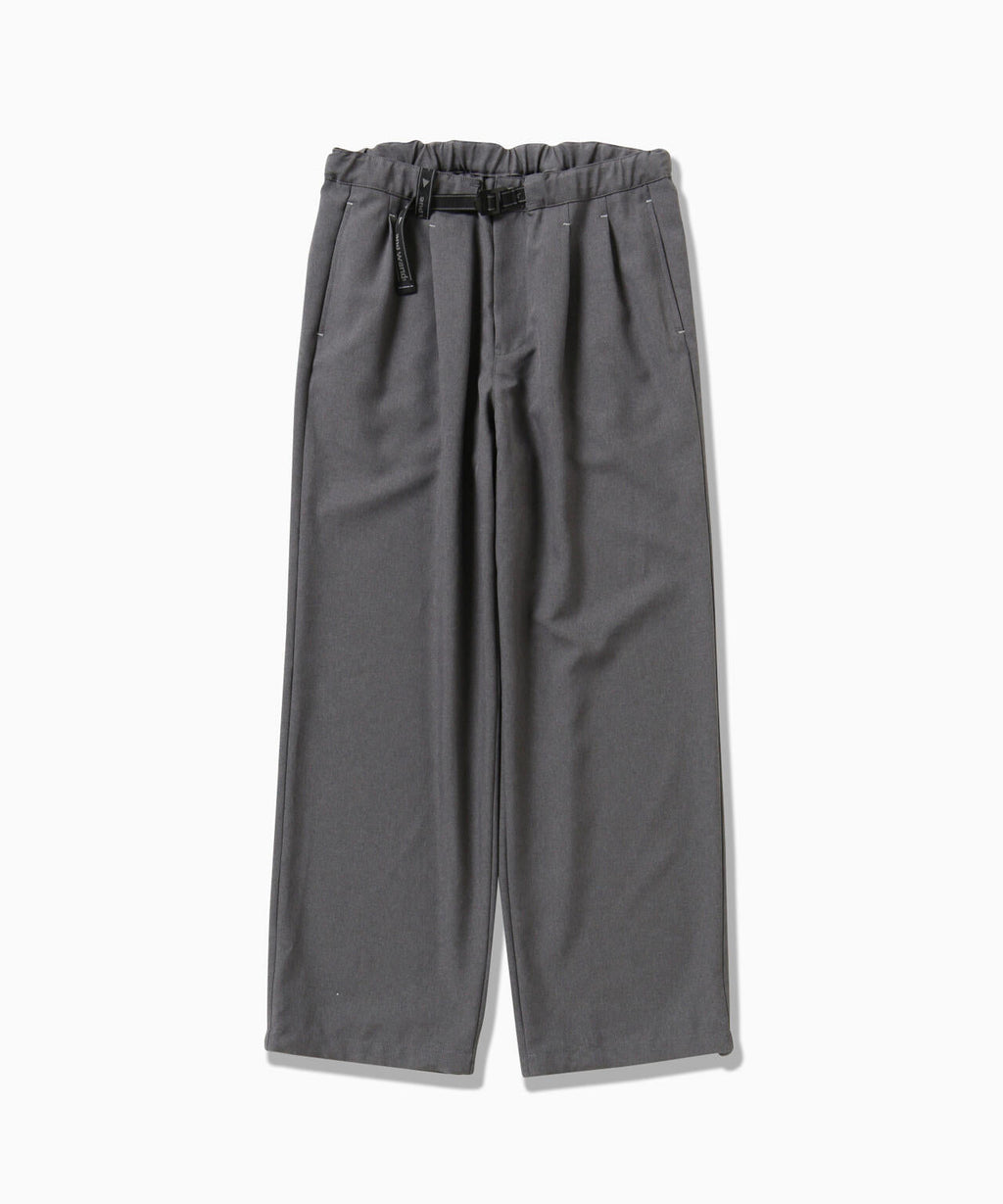 PE melange twill wide pants - gray