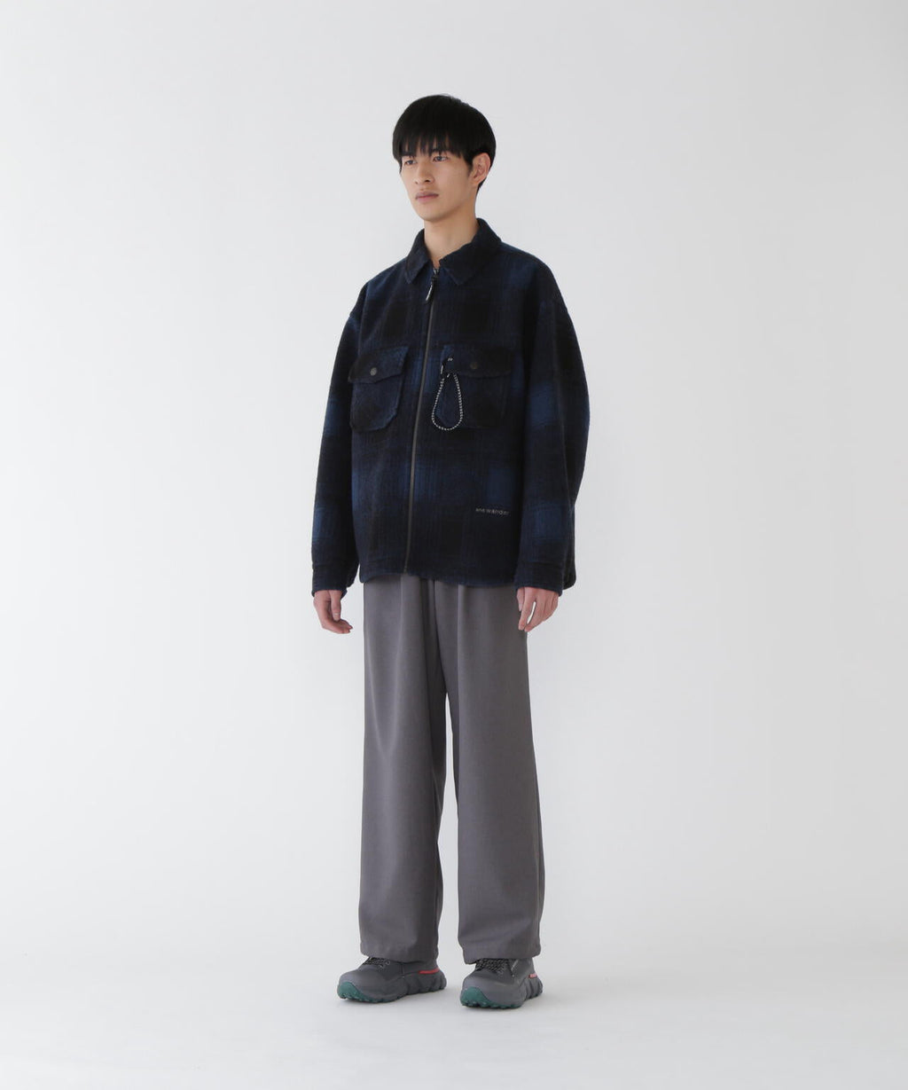 PE melange twill wide pants