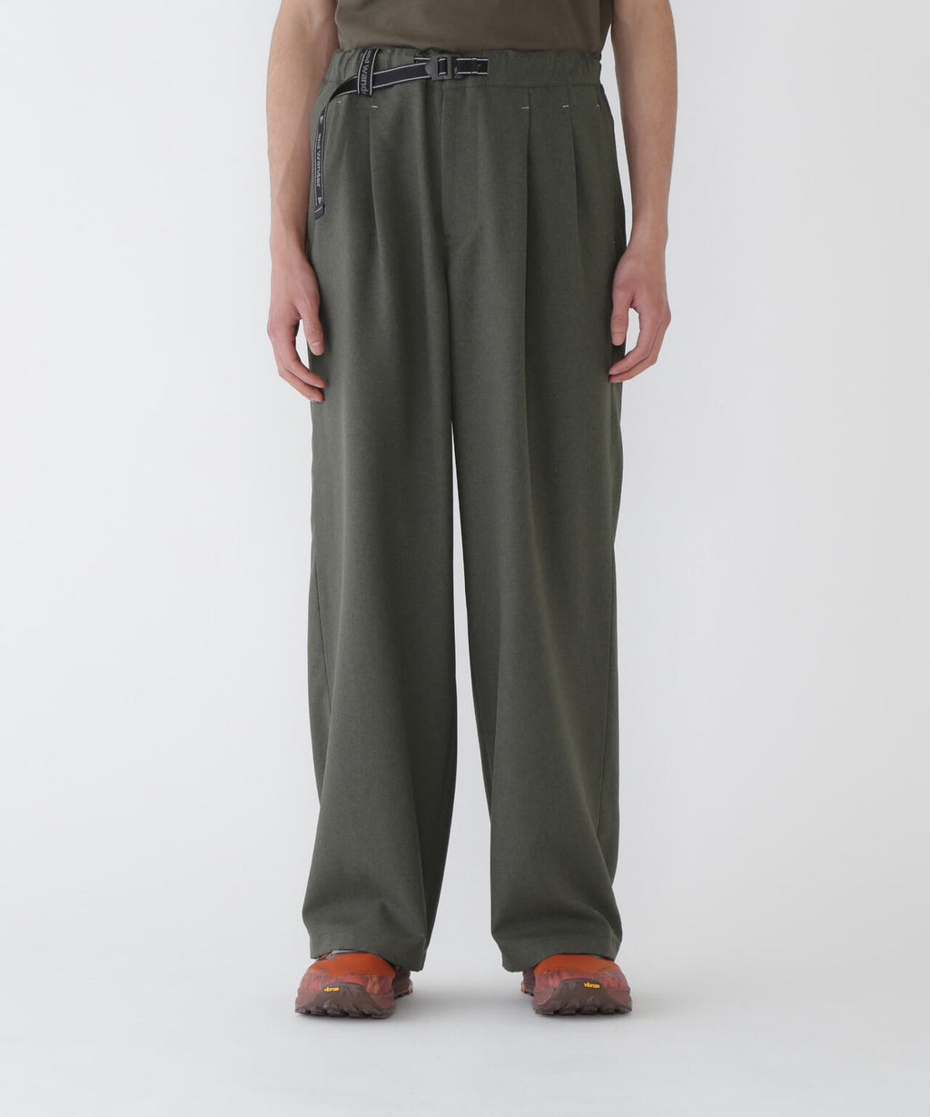 PE melange twill wide pants