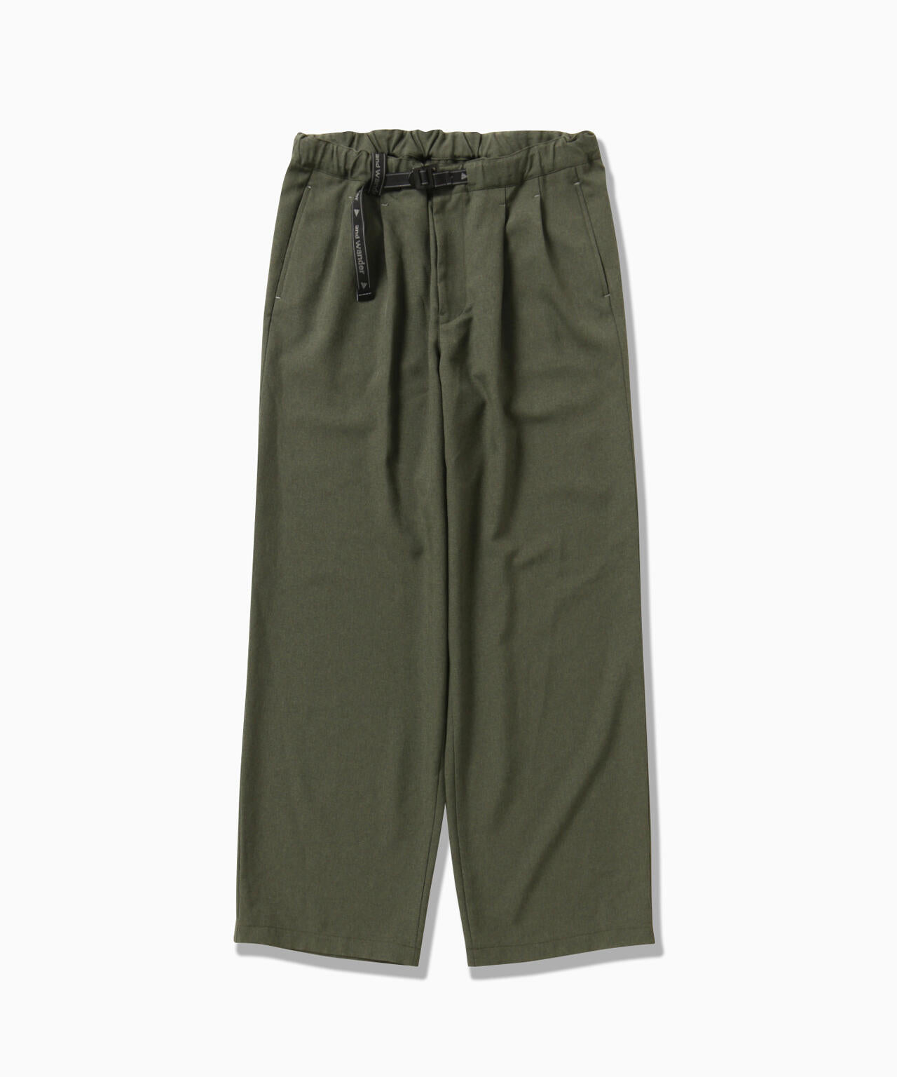PE melange twill wide pants - d.green