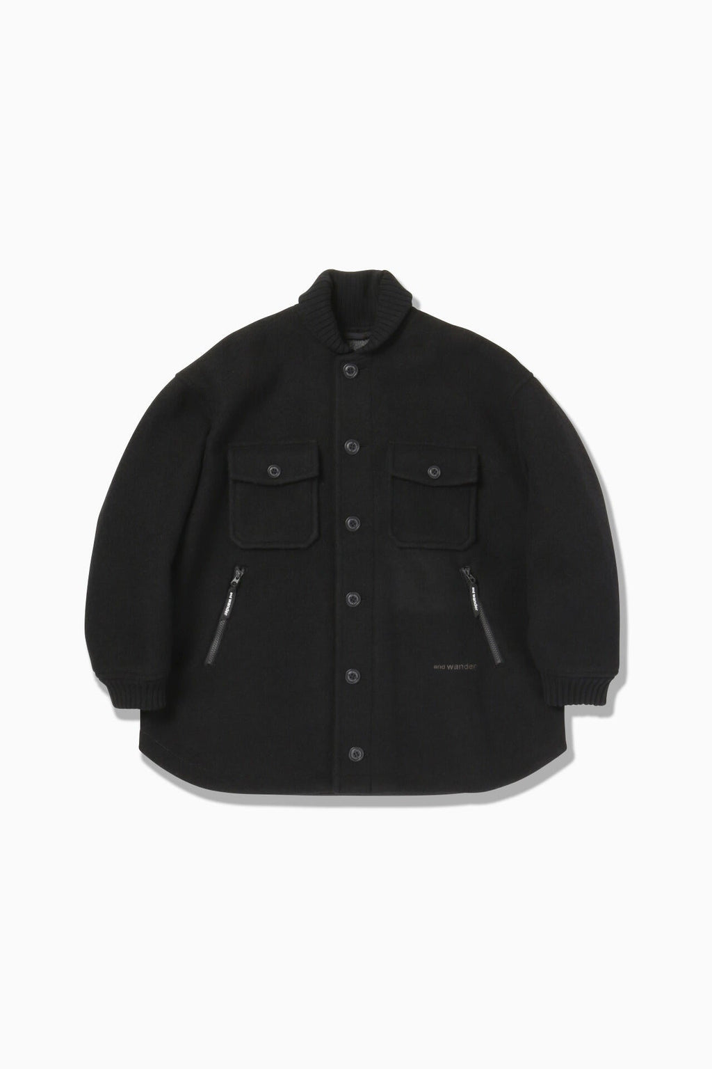 wool shaggy jacket long - black