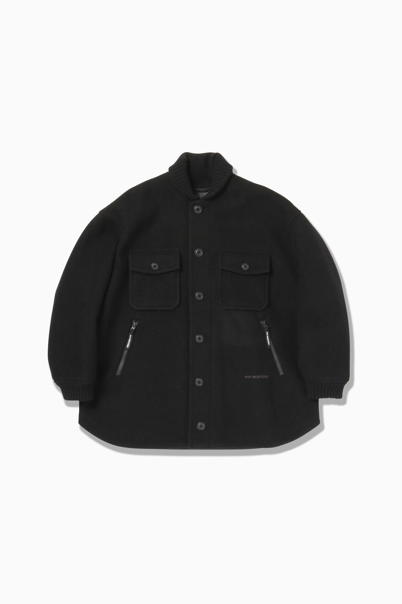 wool shaggy jacket long - black