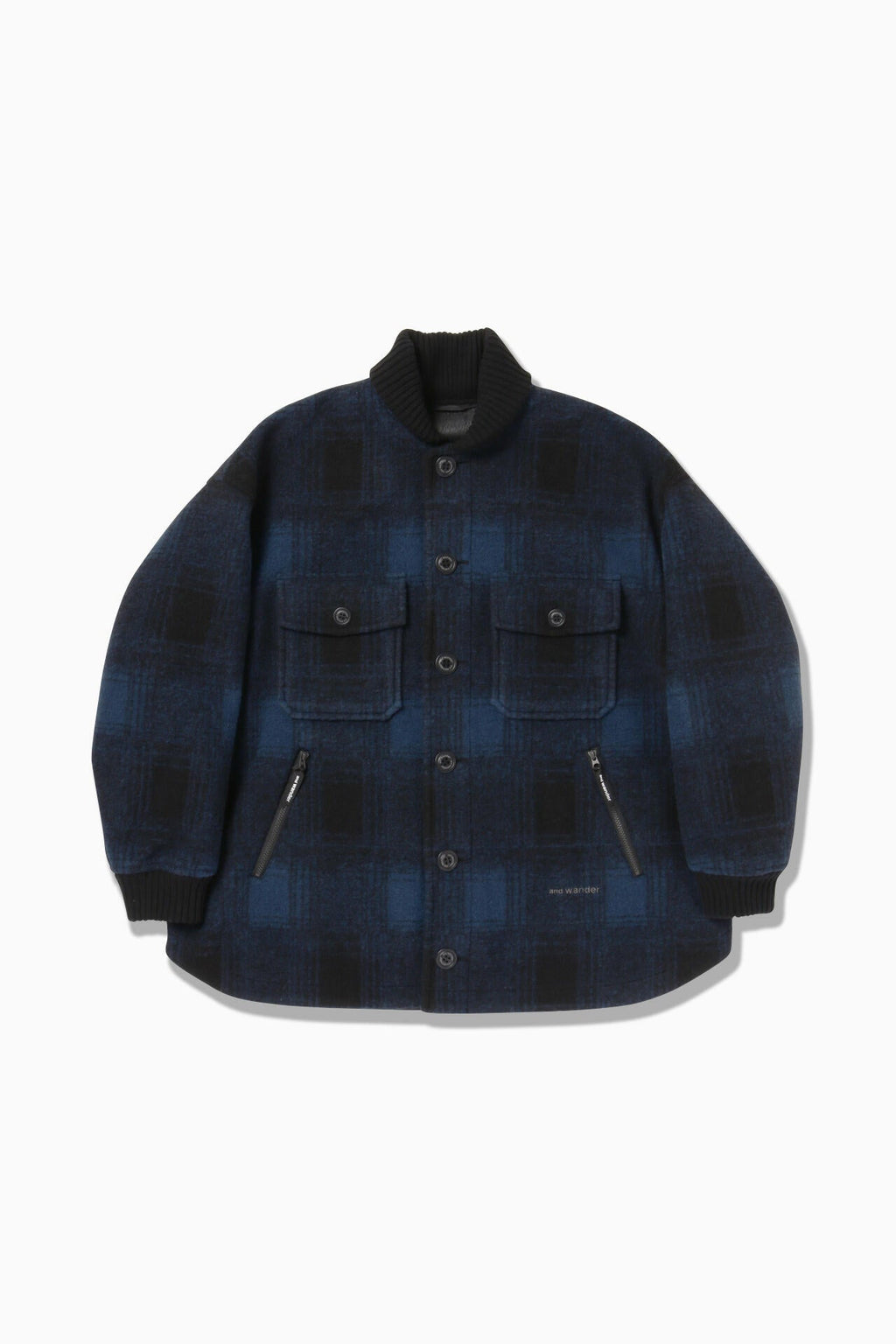wool shaggy jacket long - navy