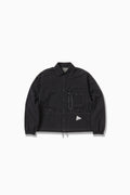 crinkled nylon shirts jacket - black