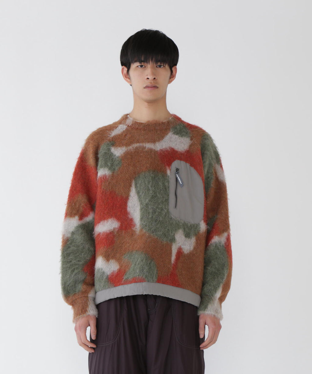 mix color shaggy knit sweater