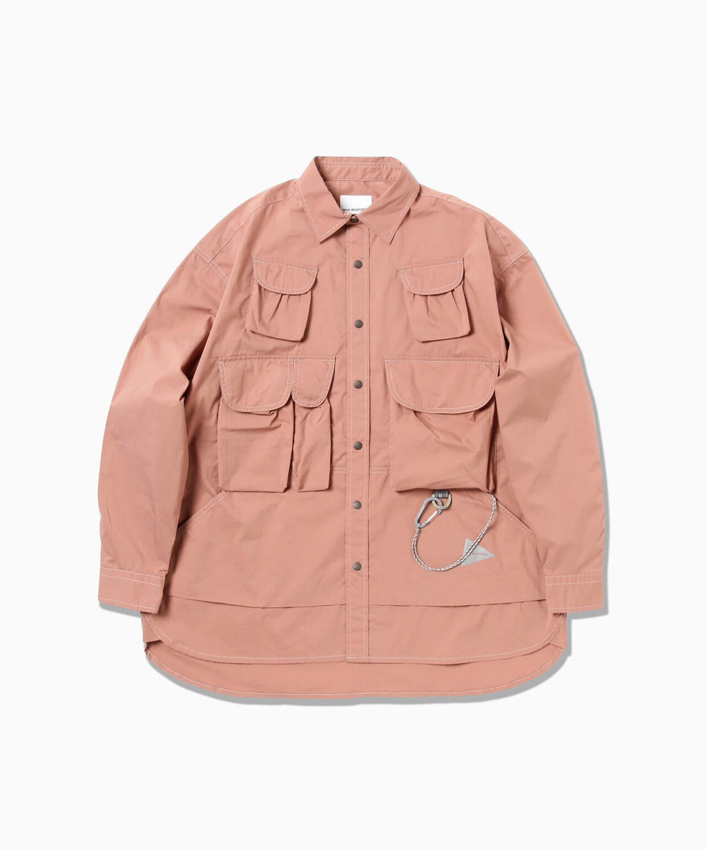 multi pocket LS shirt (M) - pink