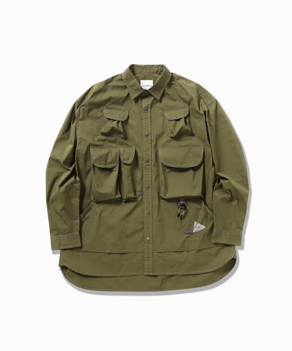 multi pocket LS shirt (M) - khaki