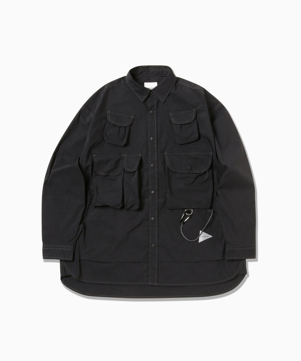 multi pocket LS shirt (M) - black
