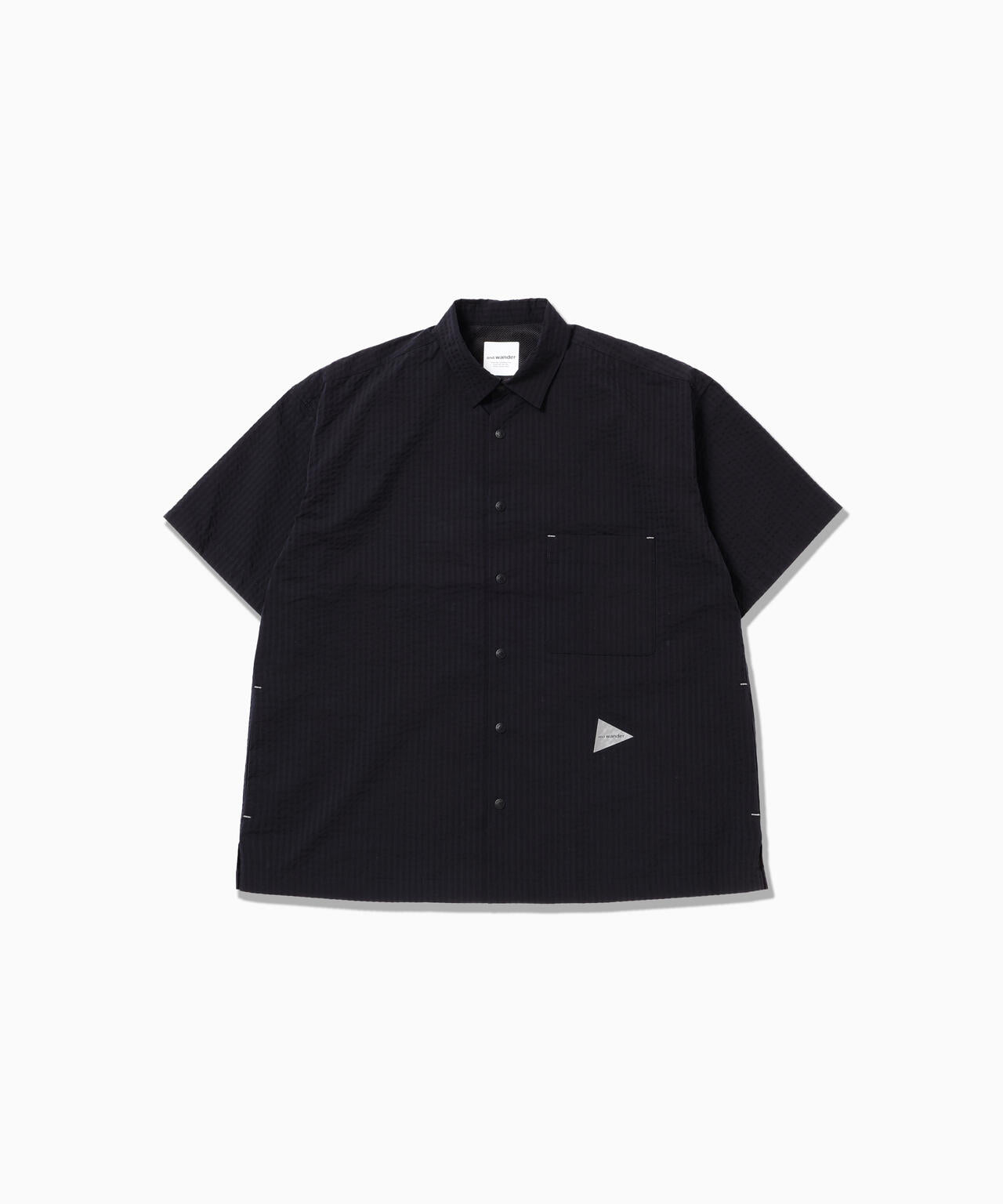 dry soft seersucker SS shirt - navy