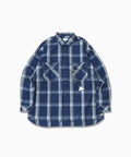 indigo check LS shirt (M) - blue