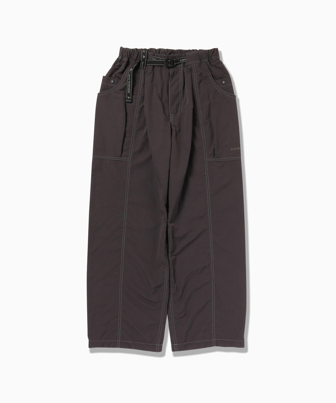 crinkled nylon pants - charcoal