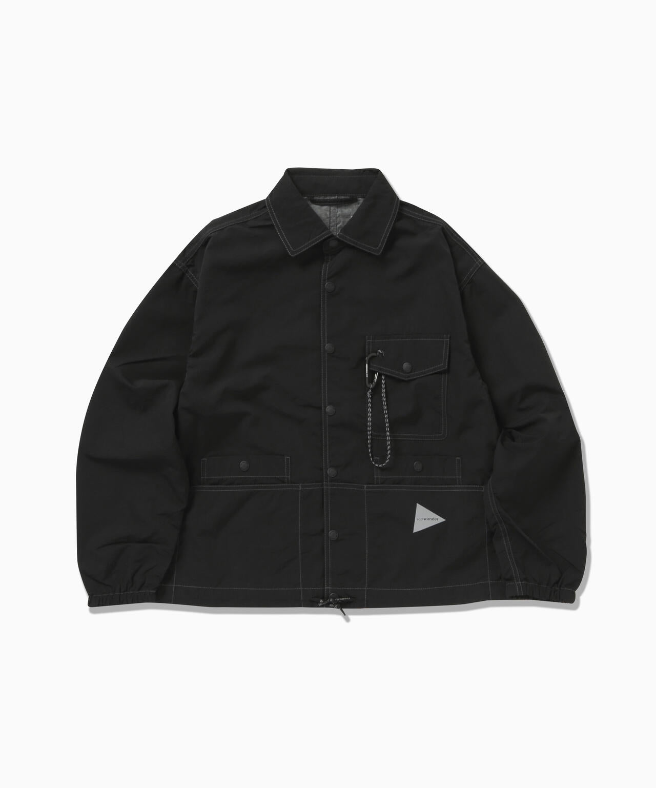 crinkled nylon shrits jacket - black