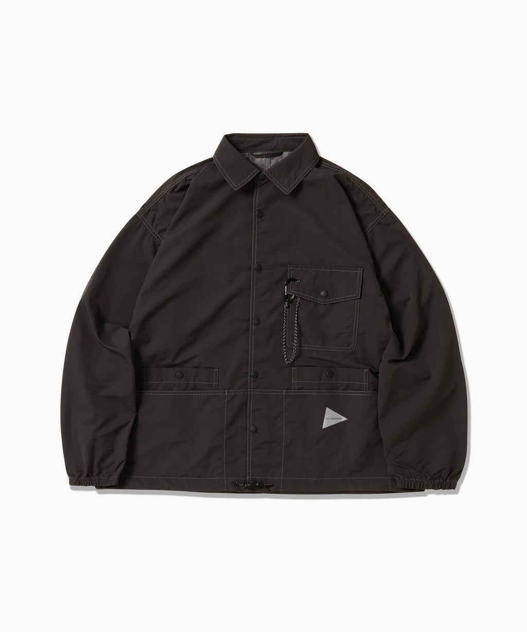crinkled nylon shrits jacket - charcoal
