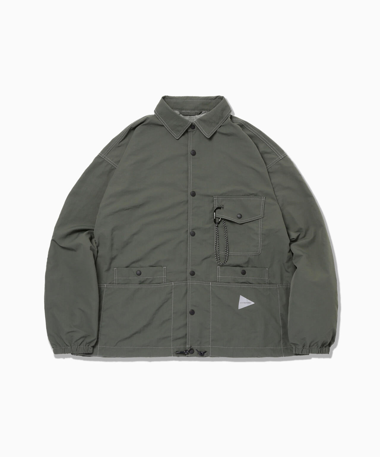 crinkled nylon shrits jacket - olive