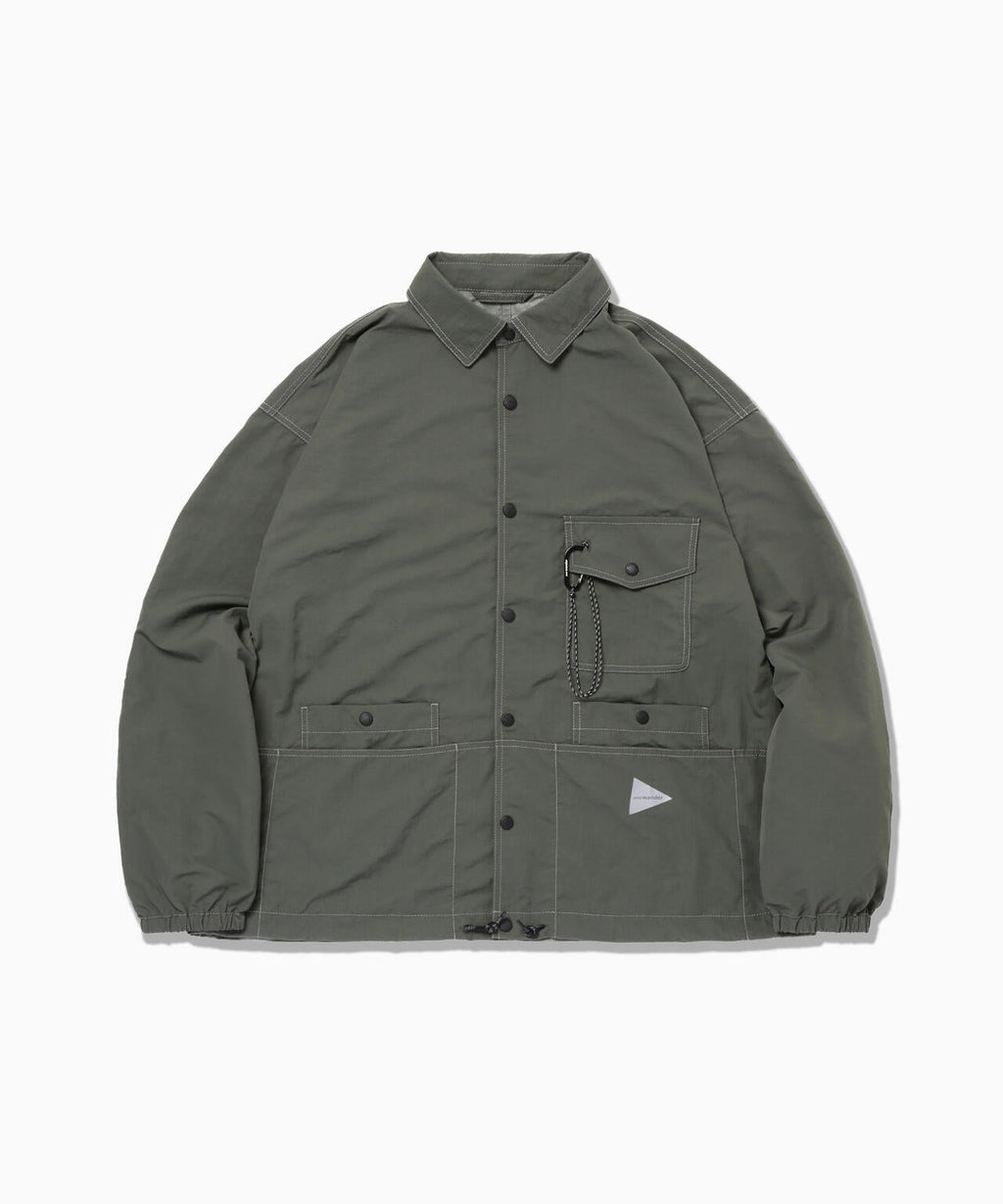 crinkled nylon shrits jacket - olive