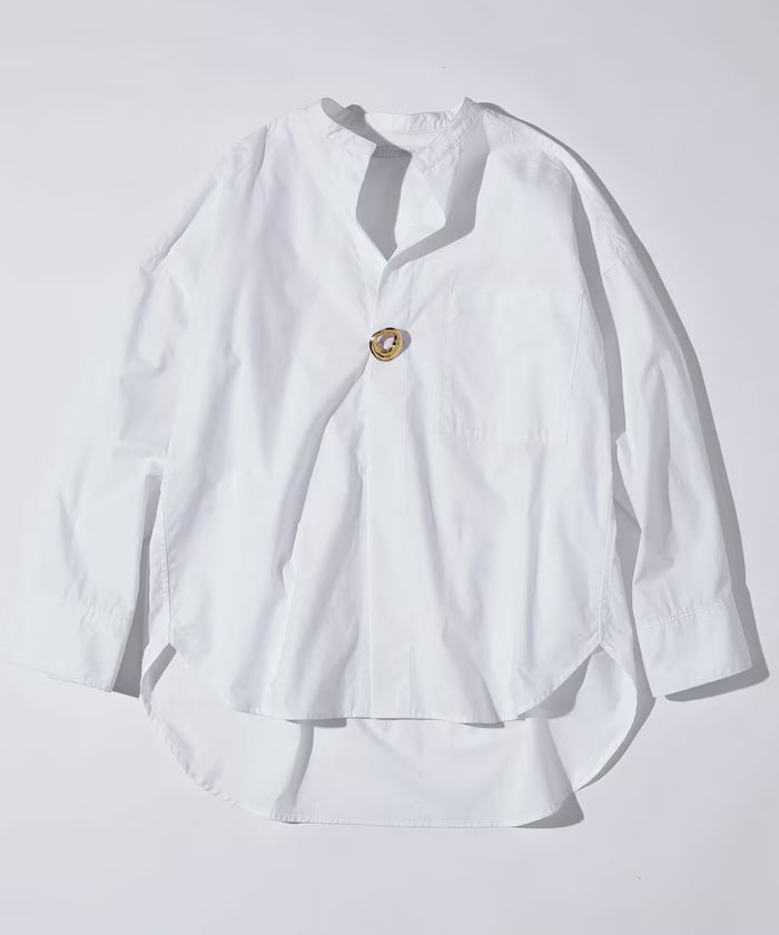 Oversized Long Sleeve Brooch Shirt