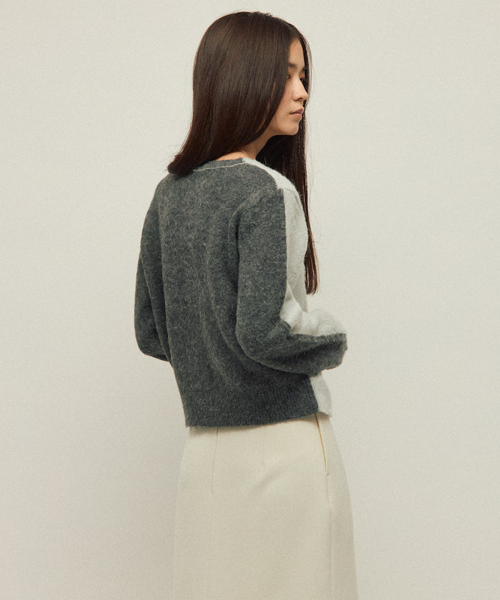 Alpaca Blend Bicolor Knit Cardigan