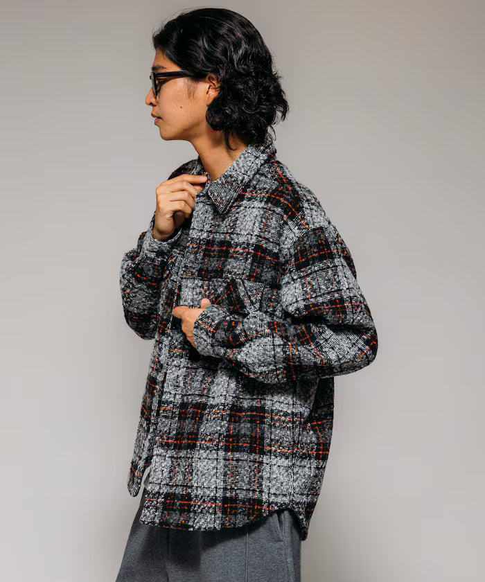 Poly Tweed CPO Check Shirt Jacket
