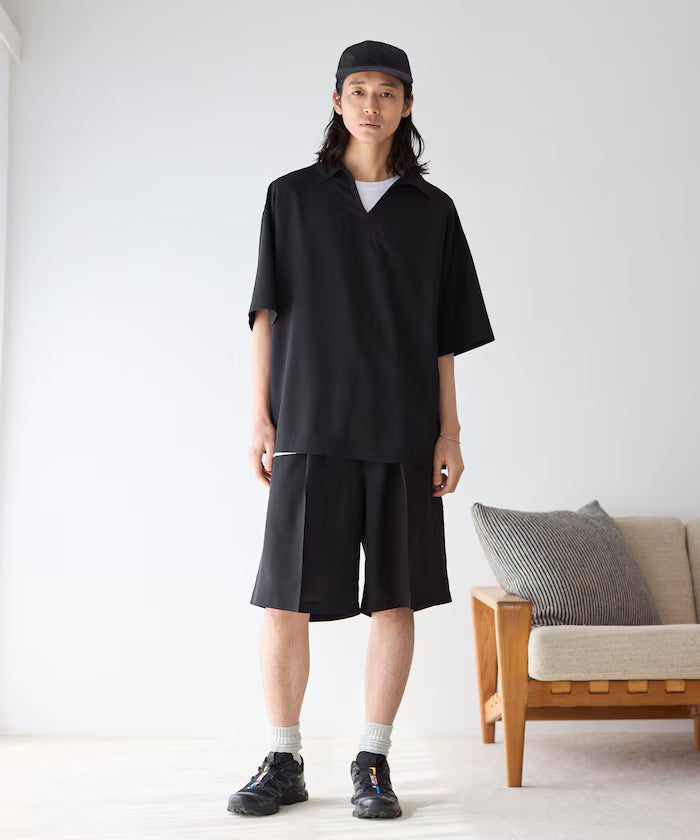 Functional Fabric Pullover Short Sleeve Shirt Set 3-piece Set / Washable / UV Cut / Quick Dry / Cool Touch