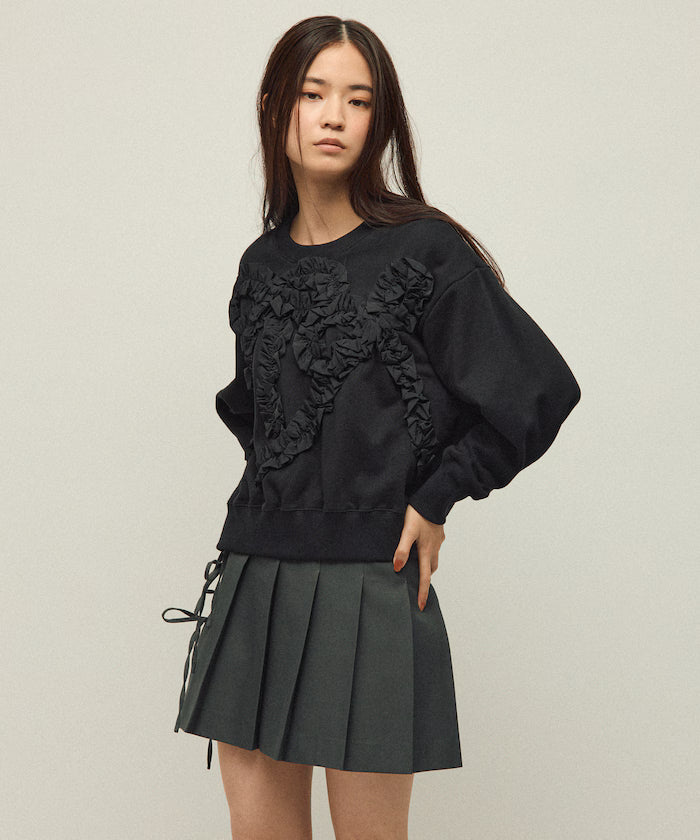 Organic Cotton Gather Ribbon Sweat / Relaxed Fit / French Terry Sweat