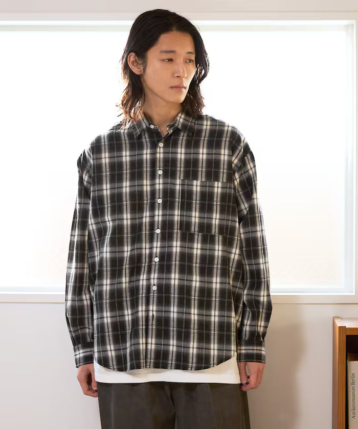 Big Silhouette Ombre Check Shirt / Long Sleeve
