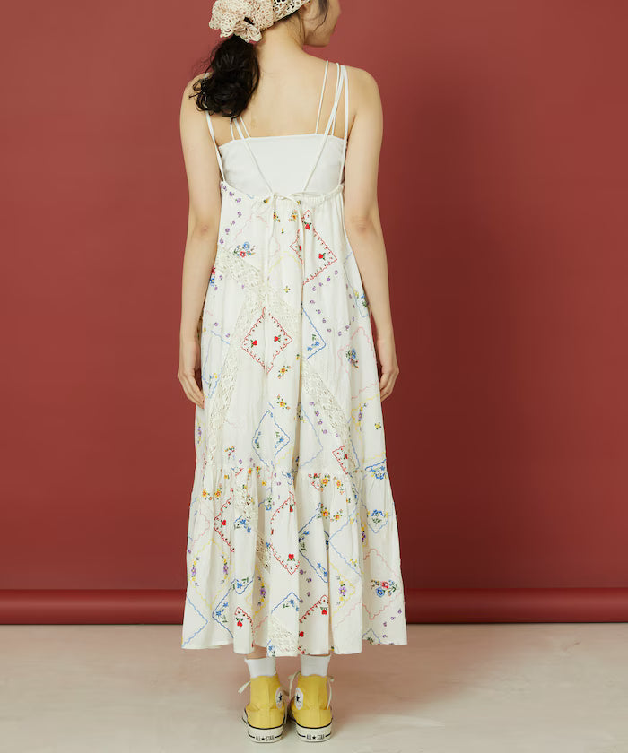 Flower Handkerchief Embroidered Camisole Dress