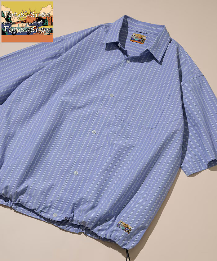 Typewriter Spindle Regular Color Short Sleeve Shirt - Blue