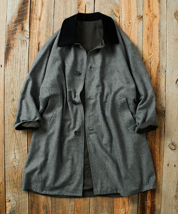 Big Silhouette Corduroy Color Reversible Sten Color Coat [Limited Release] - Charcoal Gray