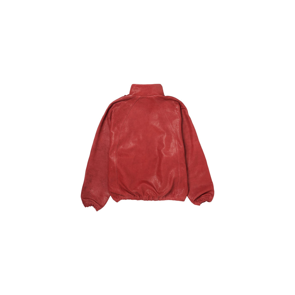 BASKETBALL SHOE POCKET LEATHER JACKET : RED