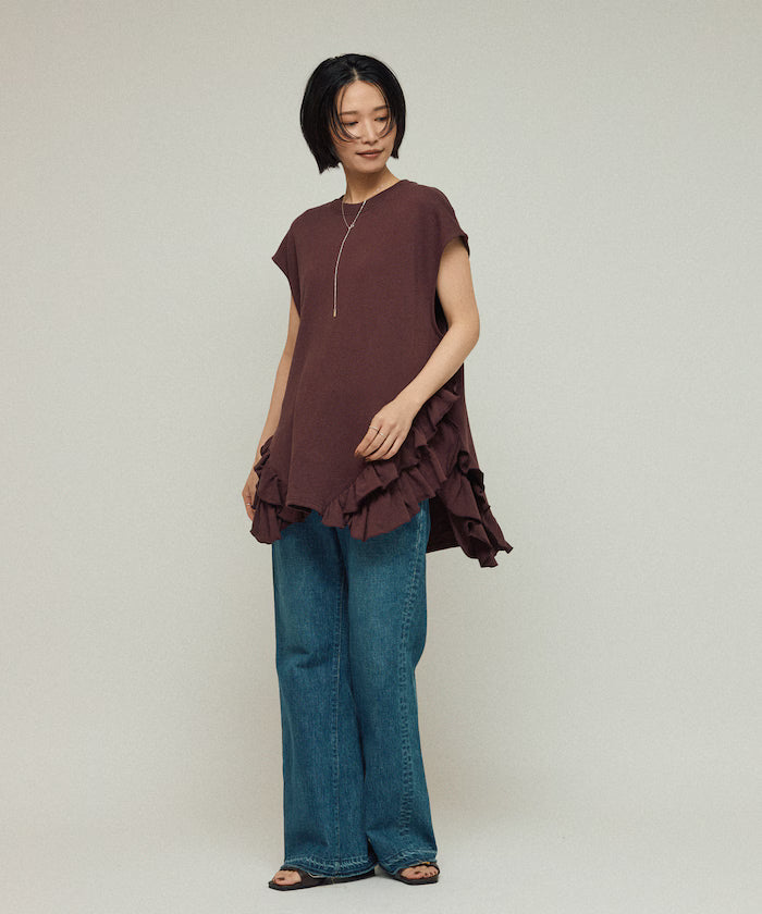 Organic Cotton Frill Hem Top / Relaxed Fit / French Terry Sweat / Best
