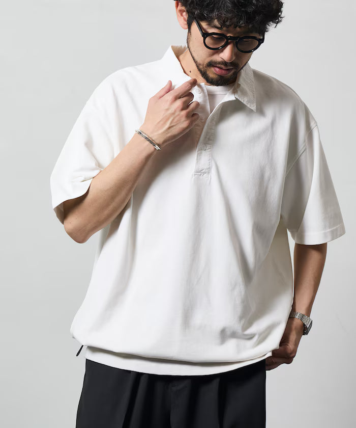 Big Silhouette Spindle Short Sleeve Tech Polo - White