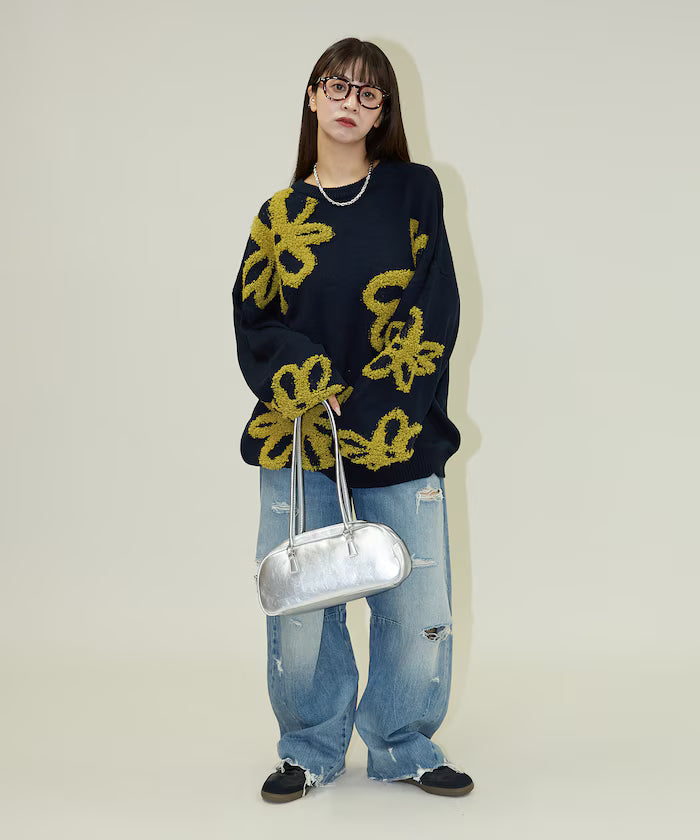 Boucle Flower Pattern Pullover Knit [Limited Edition]