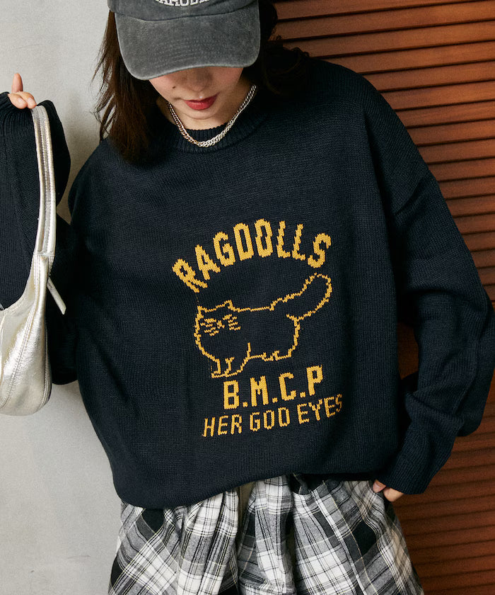 RAGDOLLS CAT Ragdoll Cat Jacquard Knit Limited Edition - Navy